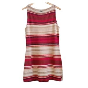 Lauren Ralph Lauren Women's Linen Blend Striped Tunic Top Sz M Casual Work Wear